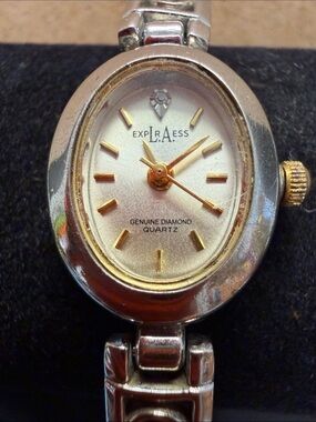 Vintage EUC L.A. Express Two Tone Gold & Silver Tone with Genuine Diamond